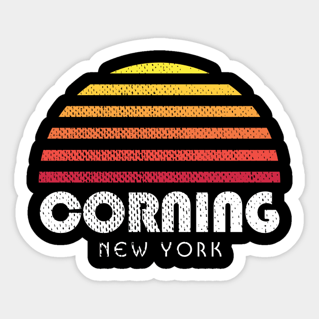 Corning NY Finger Lakes Retro Sunset Sticker by PodDesignShop